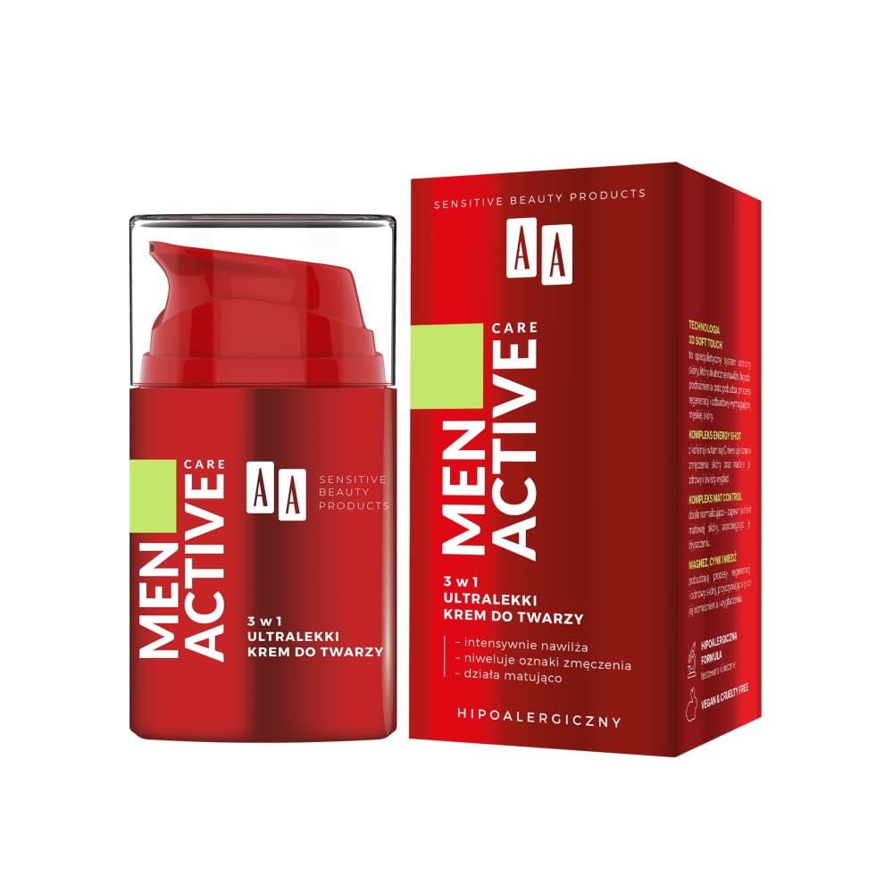 AA, Men Active Care 3v1 ultra-luxusný krém na tvár 50ml