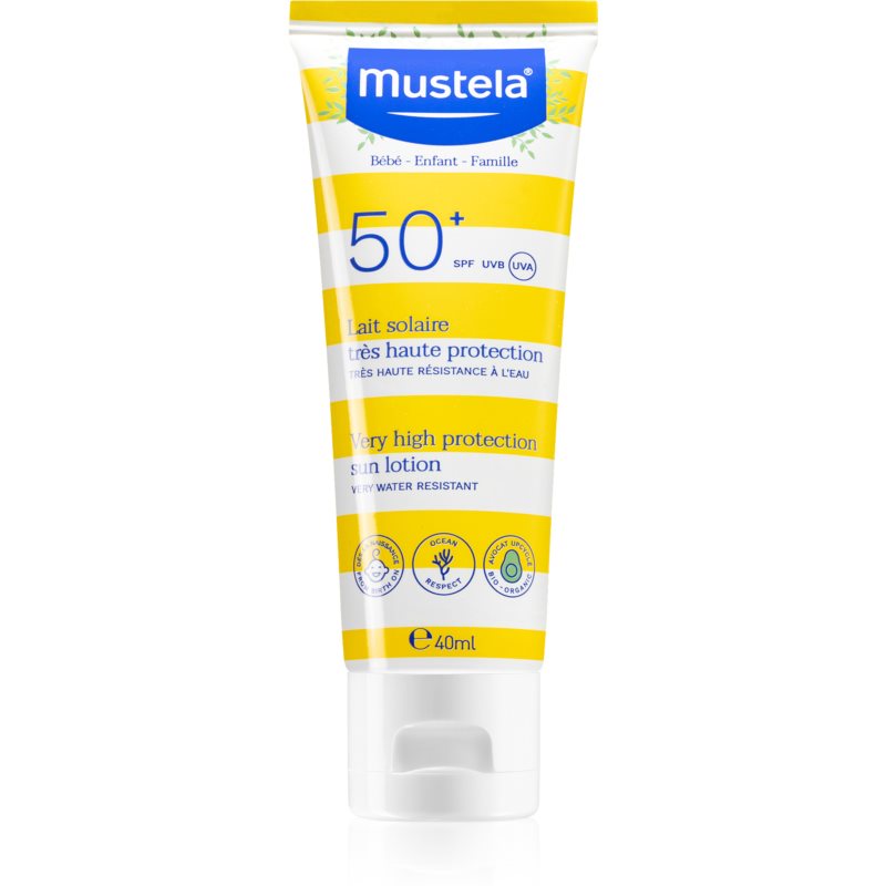Mustela, Minerálne mlieko na opaľovanie SPF50 pre citlivú pokožku 40ml