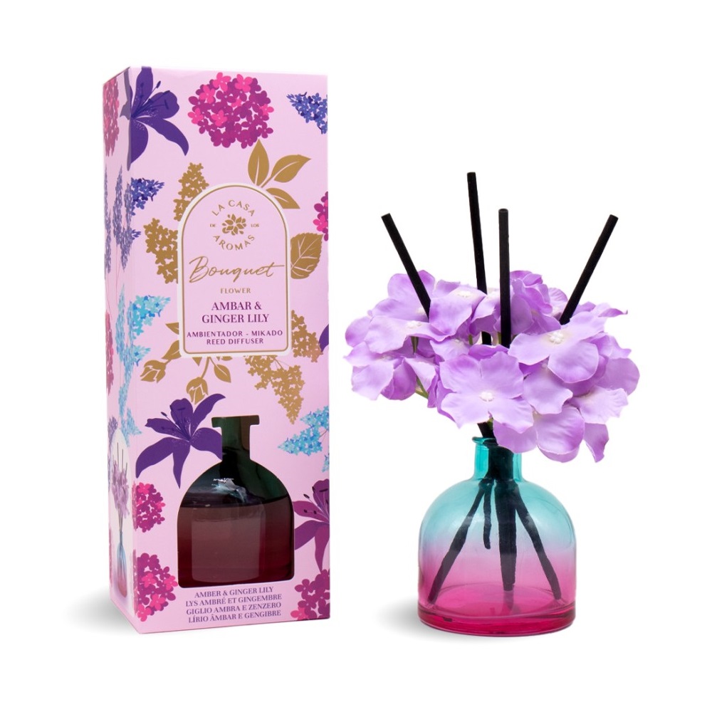 La Casa de los Aromas, Flower Bouquet vonné tyčinky Amber &amp; Ginger Lily 170ml