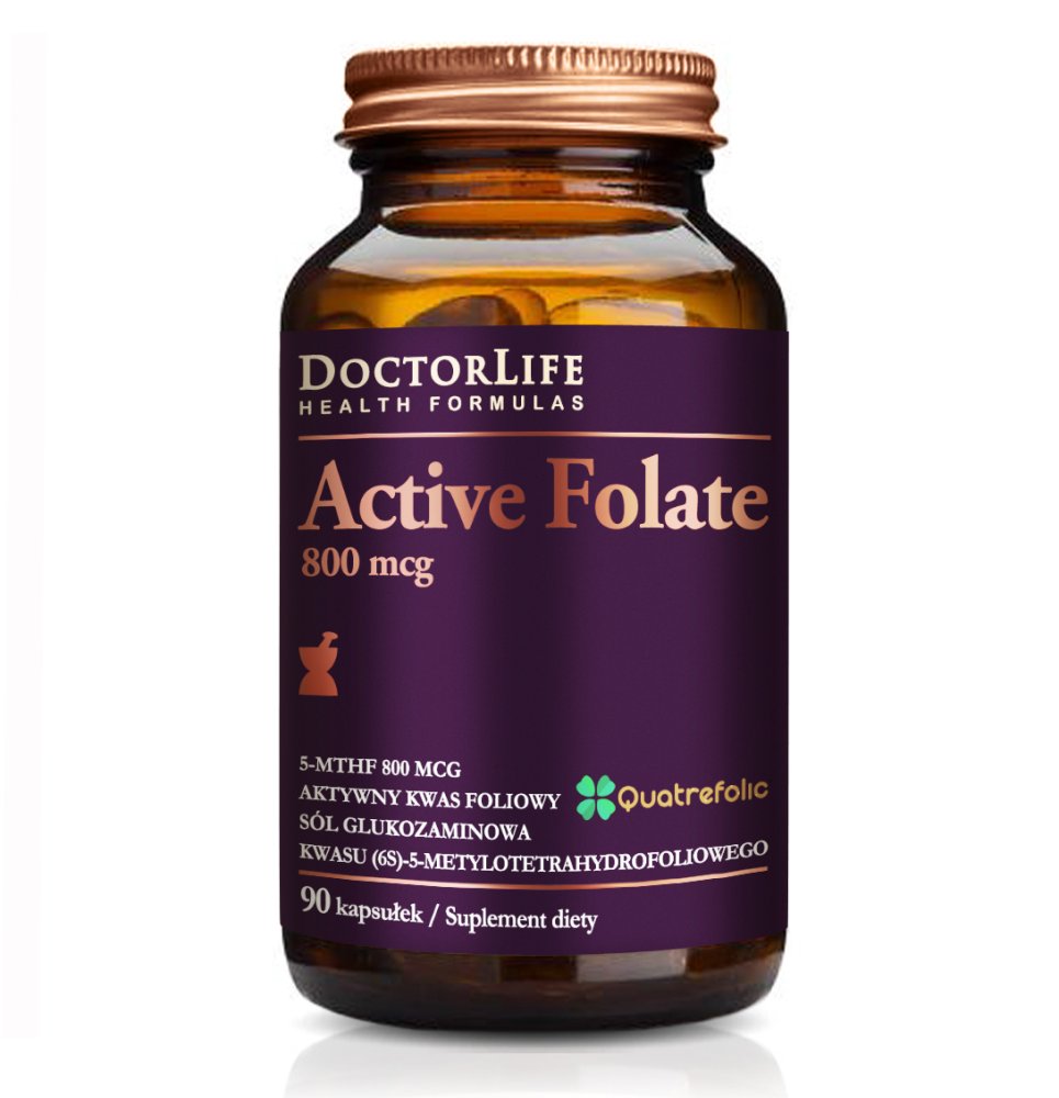 Active Folate Aktywny Kwas Foliowy 800mcg Suplement Diety 90 Kapsułek