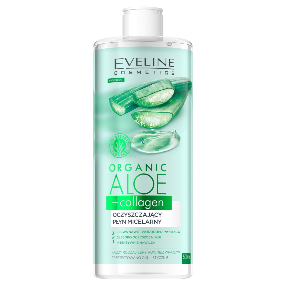 Eveline Cosmetics Organic Aloe+Collagen čistiaca micelárna voda 500 ml