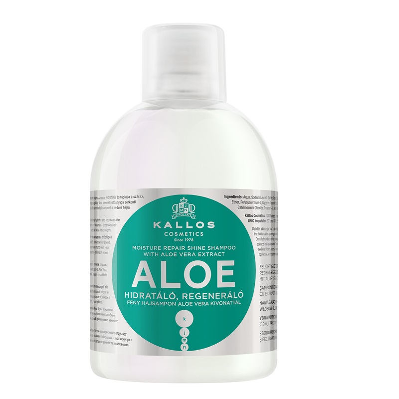 Kallos Cosmetics, KJMN Aloe Moisture Repair Shine Shampoo regeneračný a hydratačný šampón na vlasy 1000ml