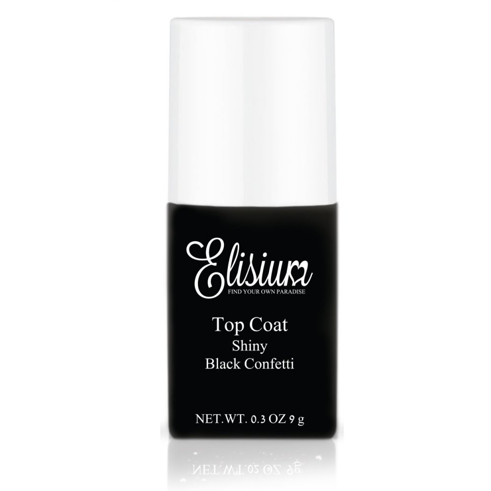 Top Coat Lesklý Vrchný Lak Pre Hybridné Laky Black Confetti 9g