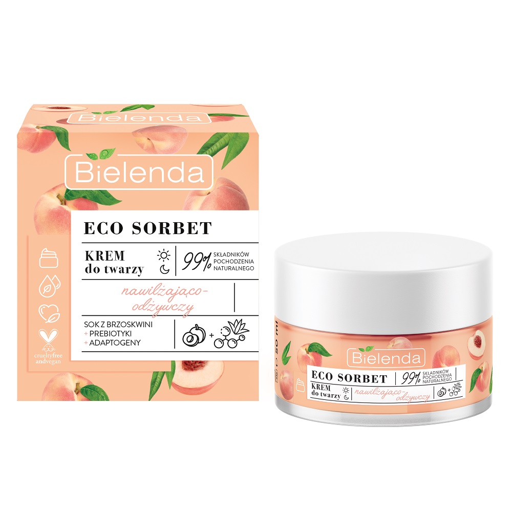 Bielenda, Eco Sorbet hydratačný a revitalizačný denný a nočný krém Peach 50ml