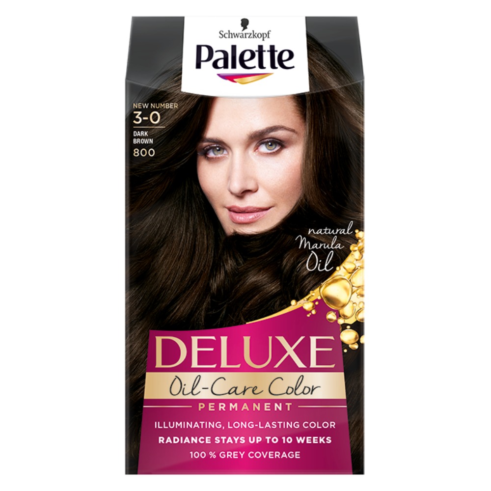 Deluxe Oil-Care Color Farba Do Włosów Trwale Koloryzująca Z Mikroolejkami 800 (3-0) Ciemny Brąz