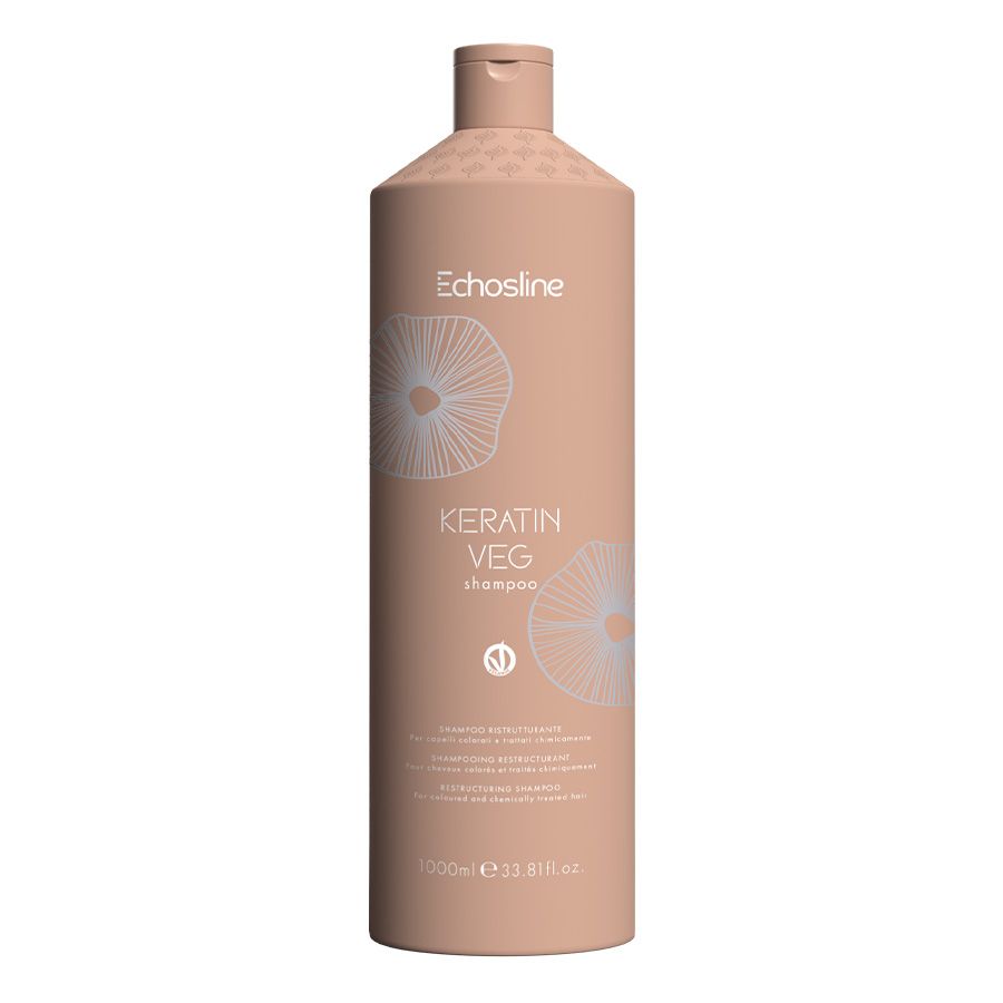 Echosline new Keratin VEG Shampoo obnovujúci šampón pre farbené a chemické ošetrované vlasy 1000 ml