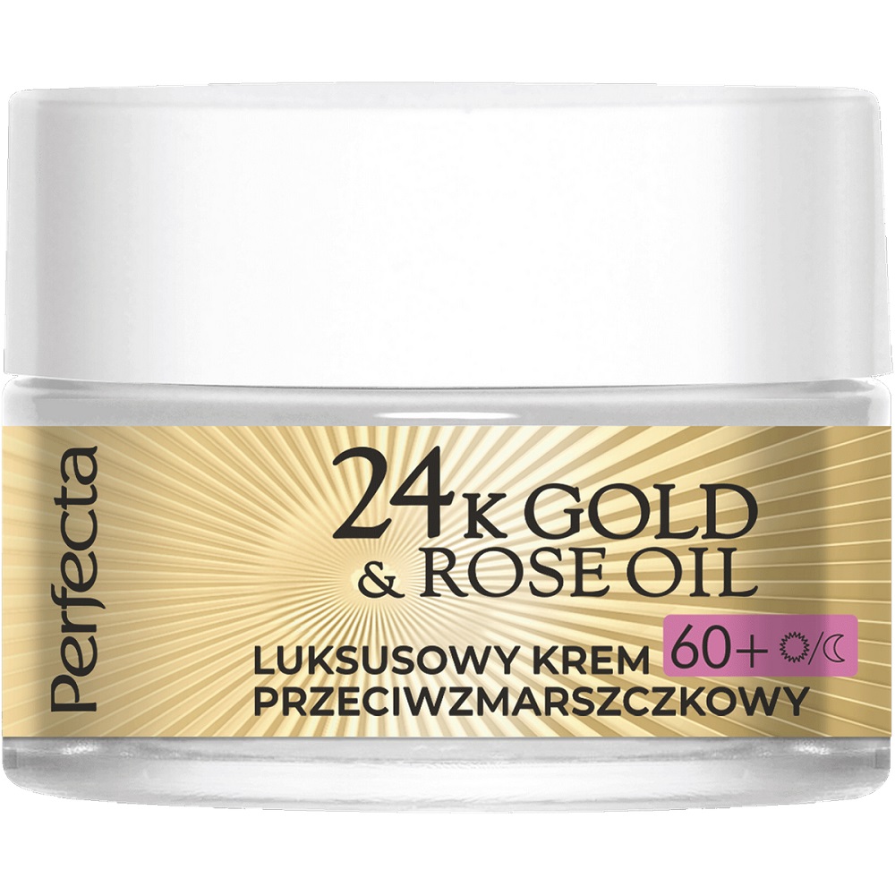 Perfecta, 24K zlato a ružový olej luxusný denný a nočný krém proti vráskam 60+ 50 ml