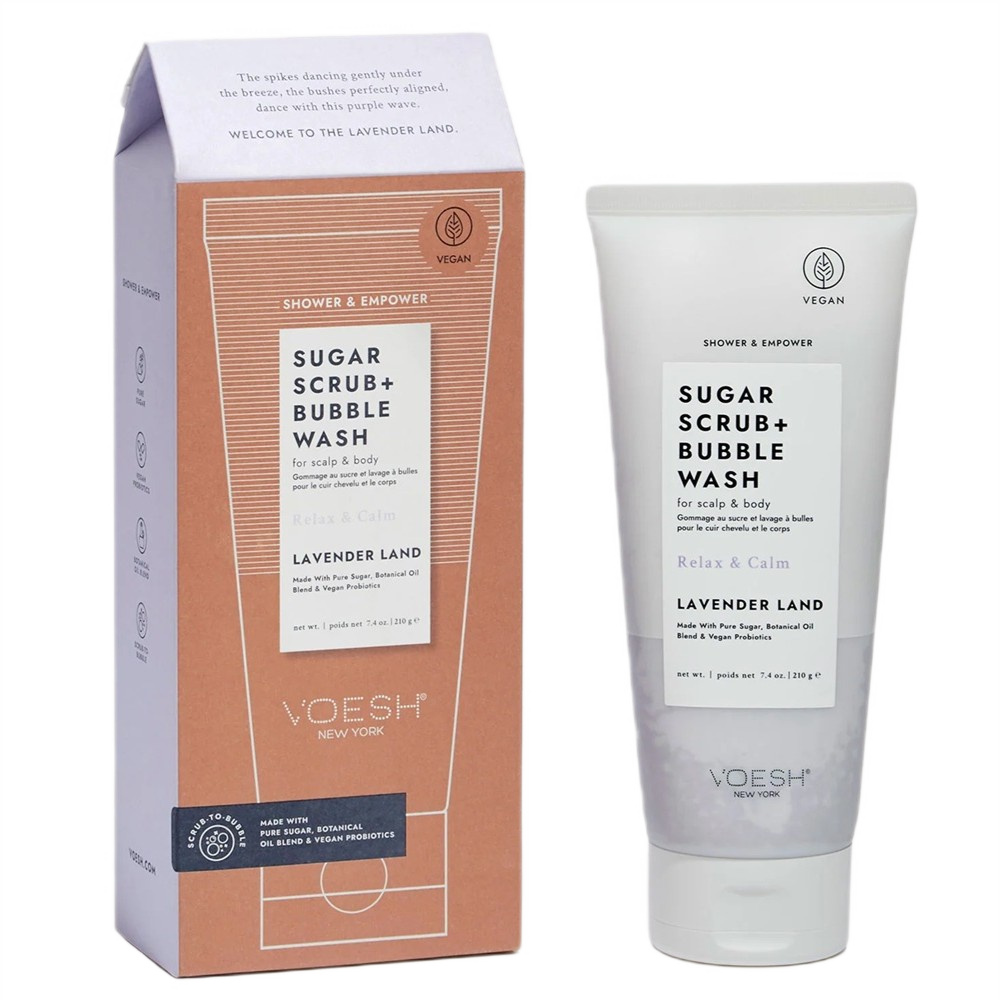 Sugar Scrub + Bubble Wash Cukrowy Peeling Myjący Do Ciała I Skóry Głowy Lavender Land