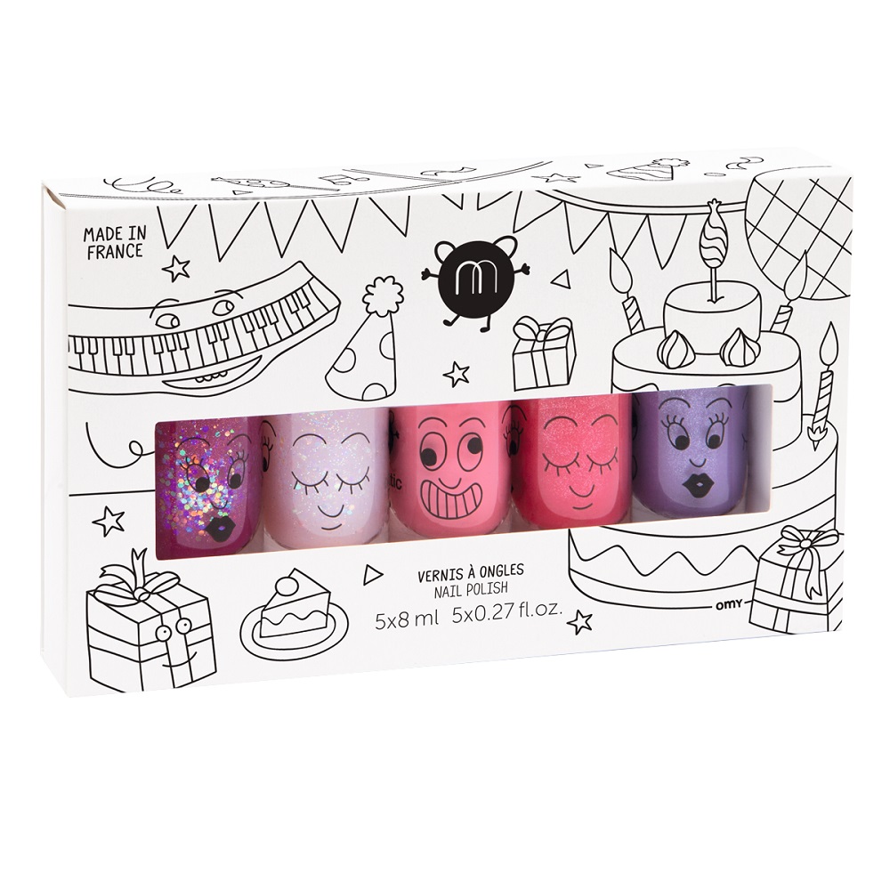 Nailmatic NailMatic Kids Party Set of Nail Polishes Sheepy 8ml + Polly 8ml + Cookie 8ml + Kitty 8ml + Piglou 8ml