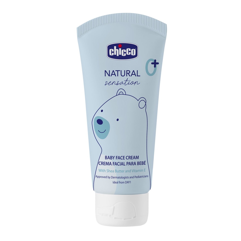 CHICCO Krém na detskú tvár Natural Sensation s bambuckým maslom a vitamínom E 50 ml, 0m+