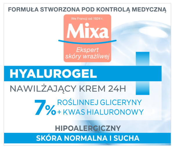 MIXA, Hyalurogel ľahký intenzívny hydratačný krém 50ml