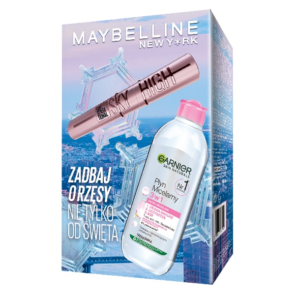 Maybelline Lash Sensational Sky High prelžujúca řasenka Black 7,2ml + Garnier micelární voda 3v1 400ml