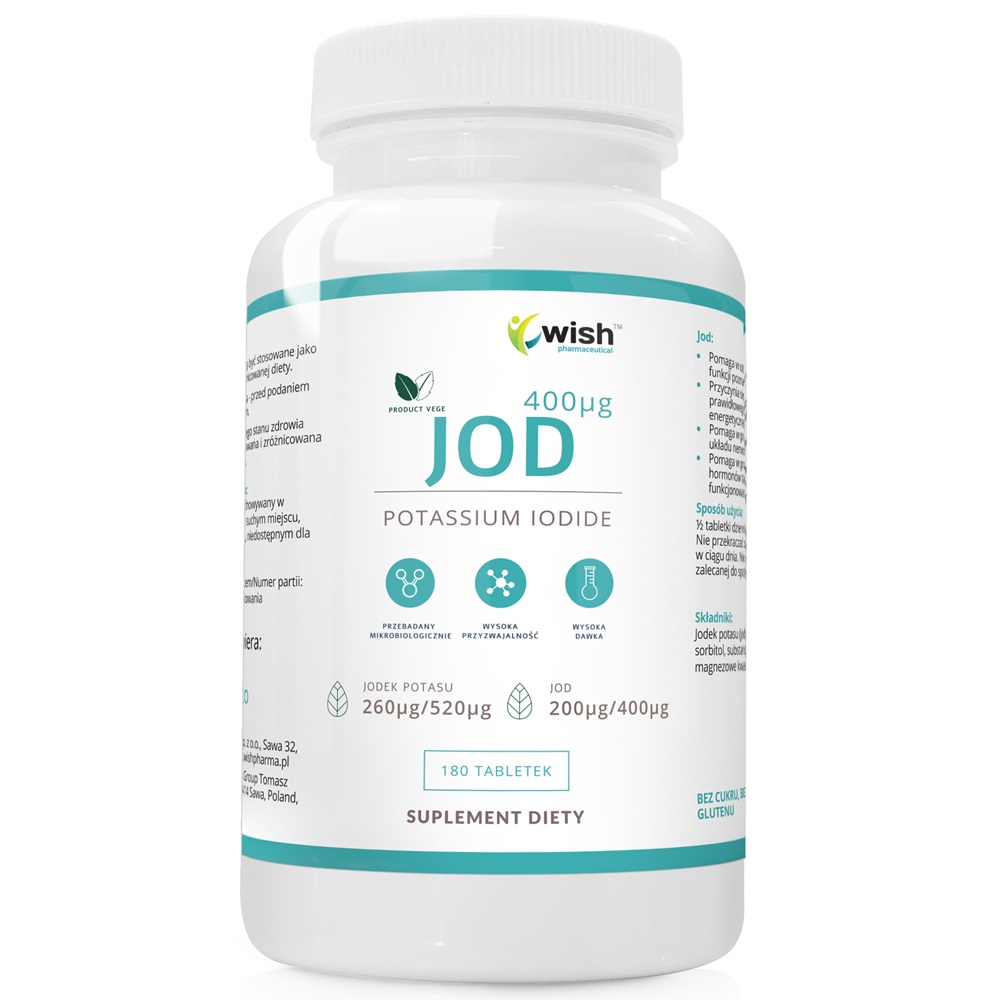 Jod Jodek Potasu 400mcg Suplement Diety 180 Tabletek