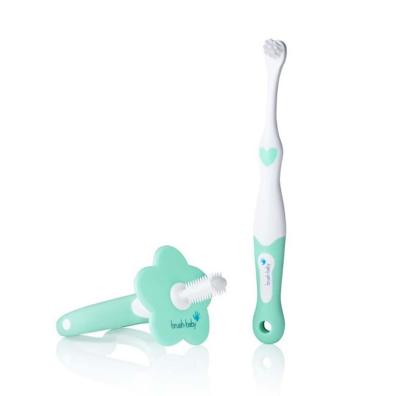 My FirstBrush & Teether Set Zestaw Na Ząbkowanie Dla Dzieci Wieku 0-18m Mint