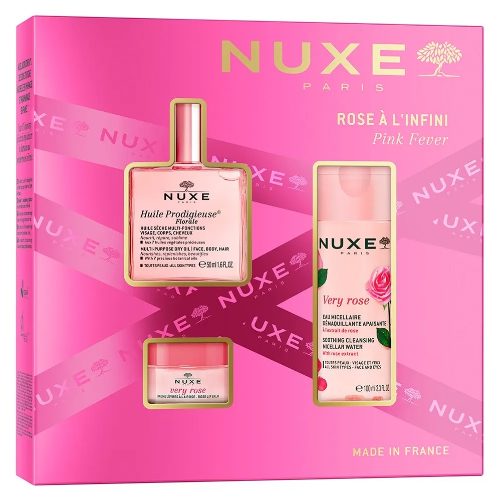 Pink Fever Zestaw Suchy Olejek Regenerujący + łAgodząca Woda Micelarna 3w1 + Różany Balsam Do Ust