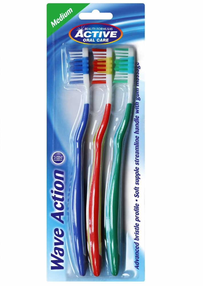 Active Oral Care, zubné kefky Wave Action Medium 3ks.