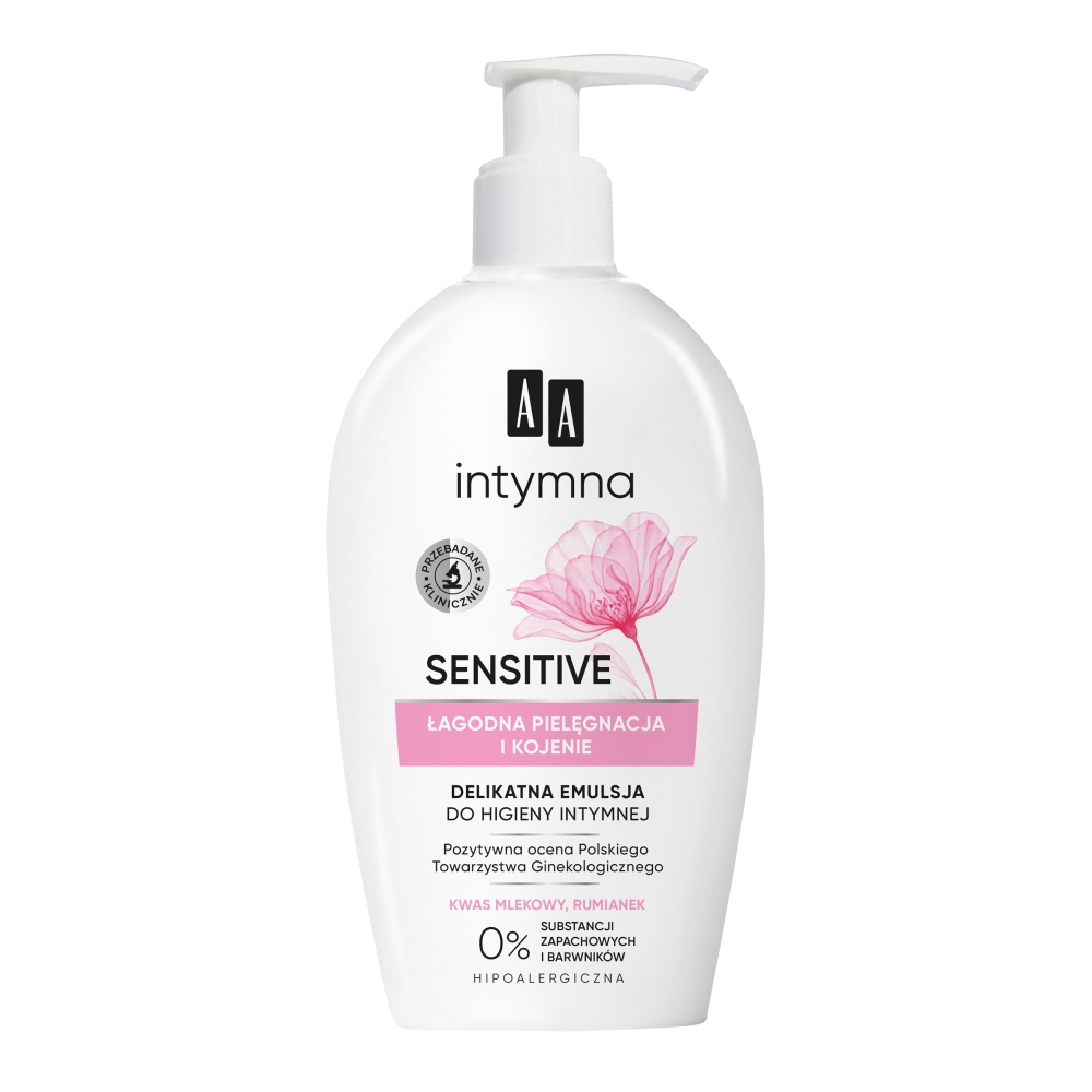 AA, Intimate Protection &amp; Care Sensitive emulzia na intímnu hygienu s dávkovačom 300 ml