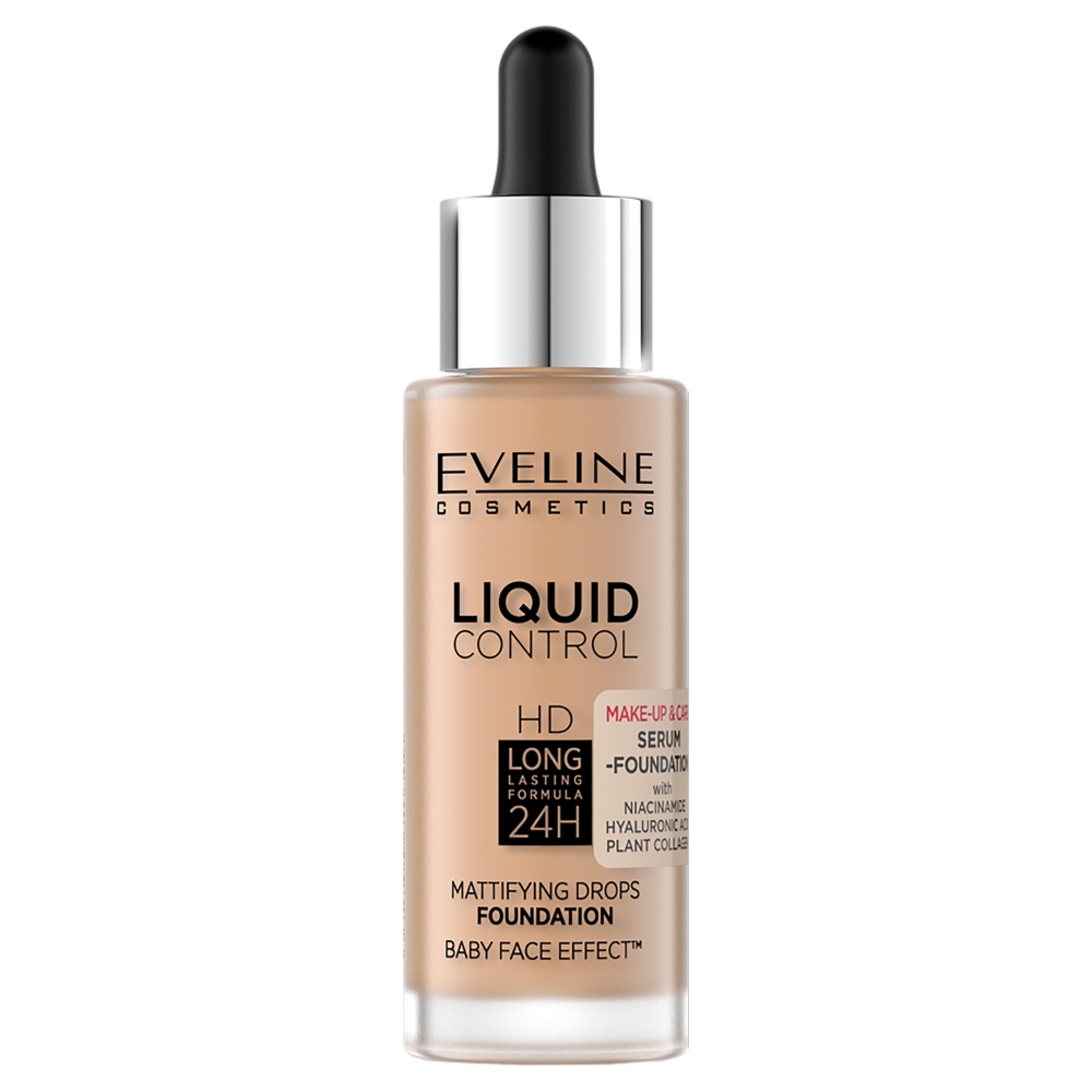 Eveline Cosmetics, Zmatňujúci podkladový krém na tvár Liquid Control HD s niacínamidom 055 Honey 32ml
