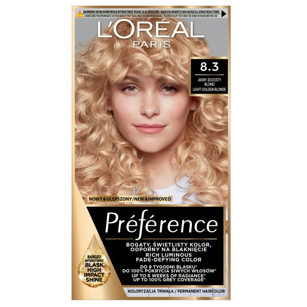 Preference Farba Do Włosów 8.3 Jasny Złocisty Blond