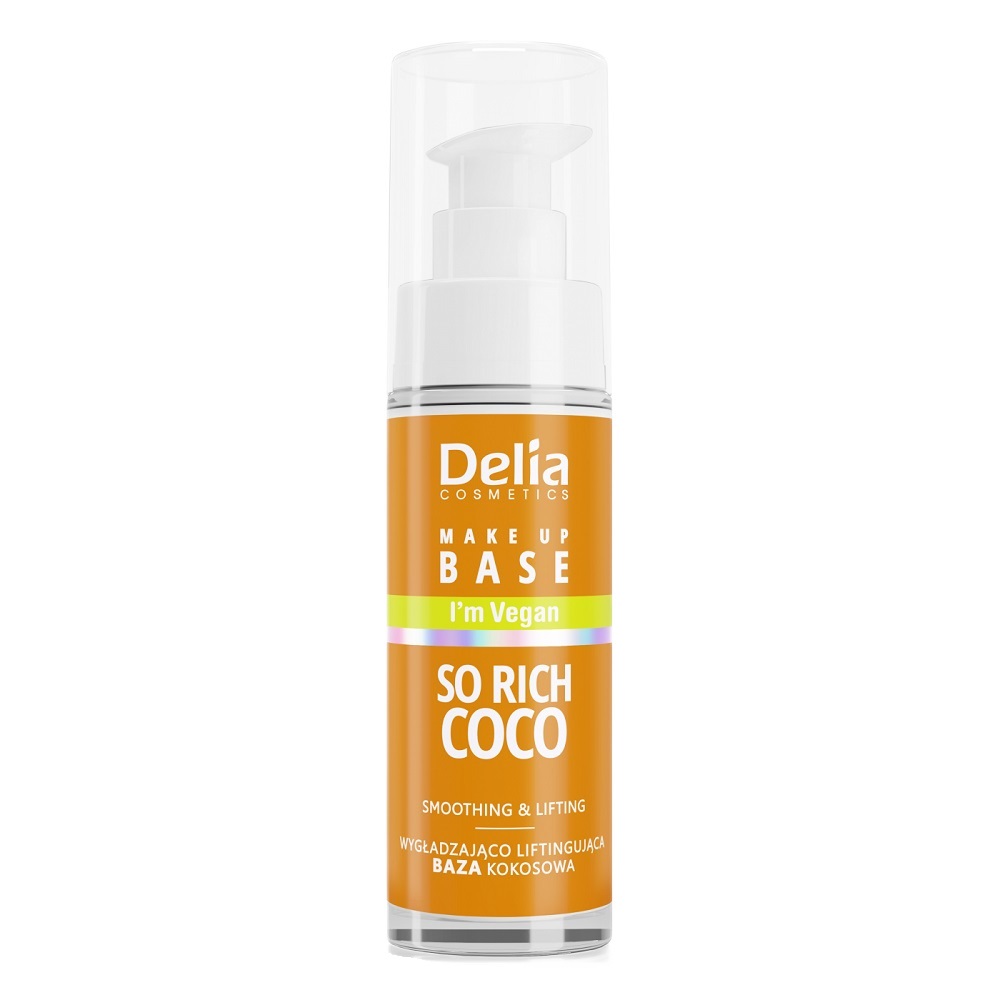 Delia, vegánska podkladová báza pod make-up vegánska vyhladzujúca a liftingová báza So Rich Coco 30ml