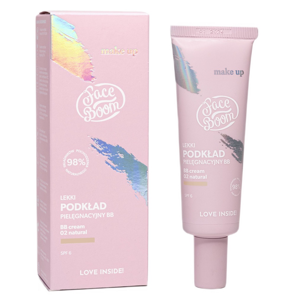 Face Boom, Ľahká starostlivosť BB Foundation 02 Natural 30g