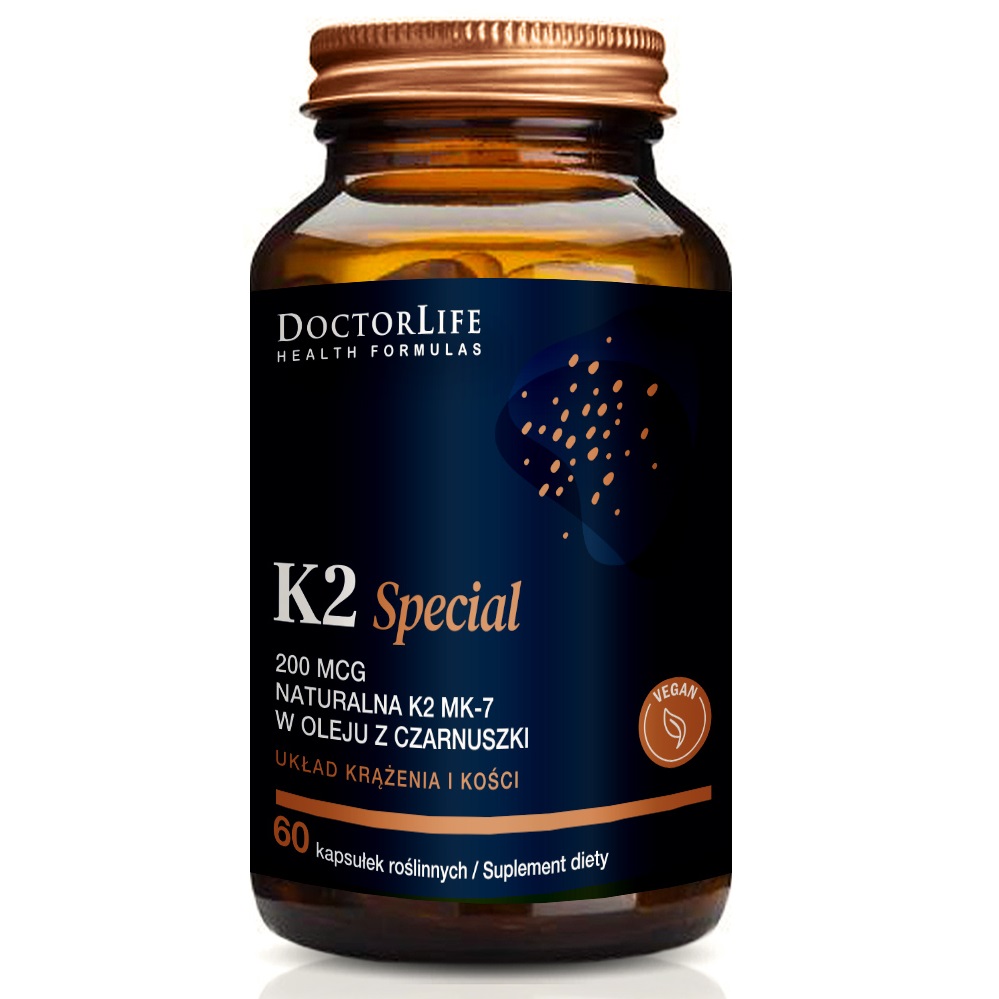 K2 Special 200mcg Naturalna K2 MK-7 W Oleju Z Czarnuszki Suplement Diety 60 Kapsułek