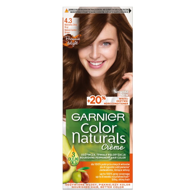 Garnier, Color Naturals Krémová barva na vlasy 4.3 Přírodní zlatohnědá