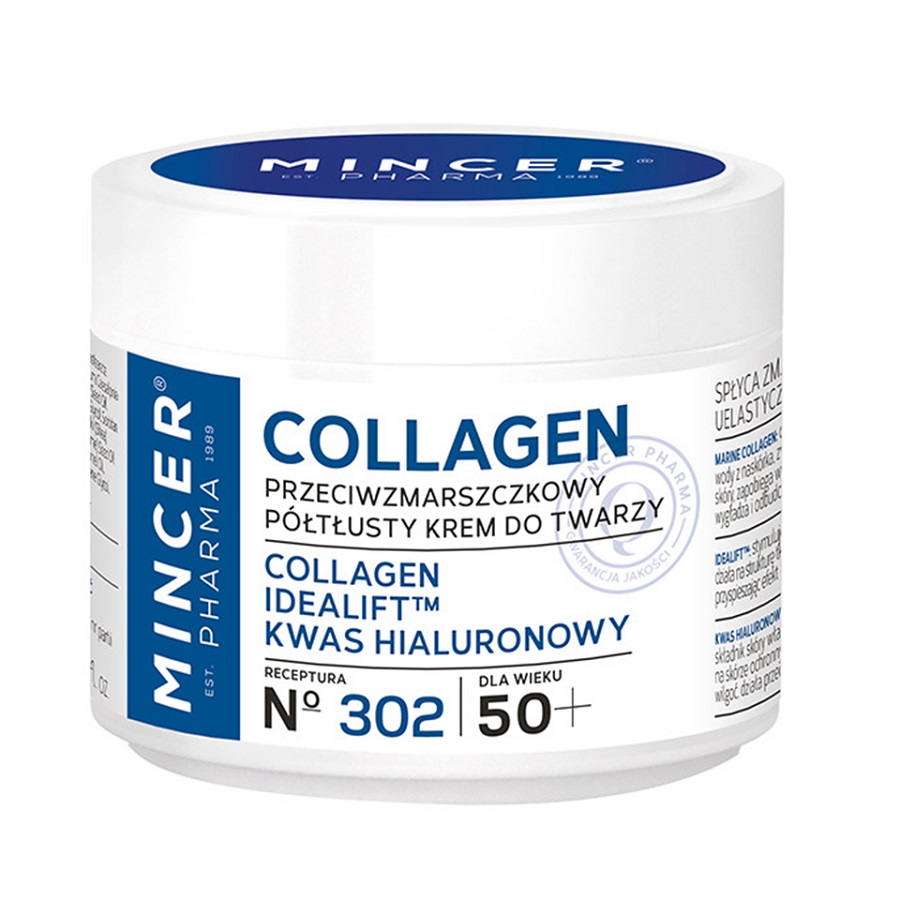 Mincer Pharma, Polotučný krém na tvár s kolagénom 50+ proti vráskam č. 302 50ml