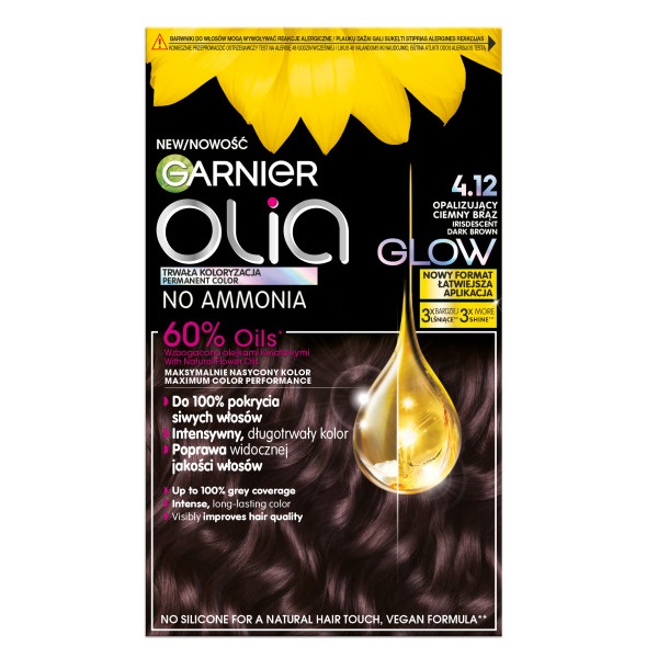 Garnier, Olia barva na vlasy 4.12 Iridescent Dark Brown