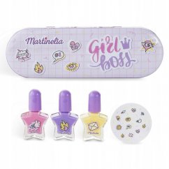 Martinelia, Super Girl Nail Polish &amp; Stickers set lak na nehty 3ks + samolepky na nehty