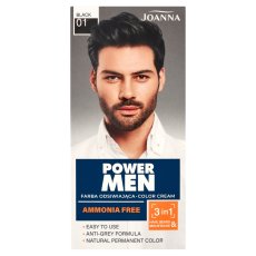 Joanna, Power Men Color Cream 3v1 farbivo pre fúzy a bradu 01 Black 30g