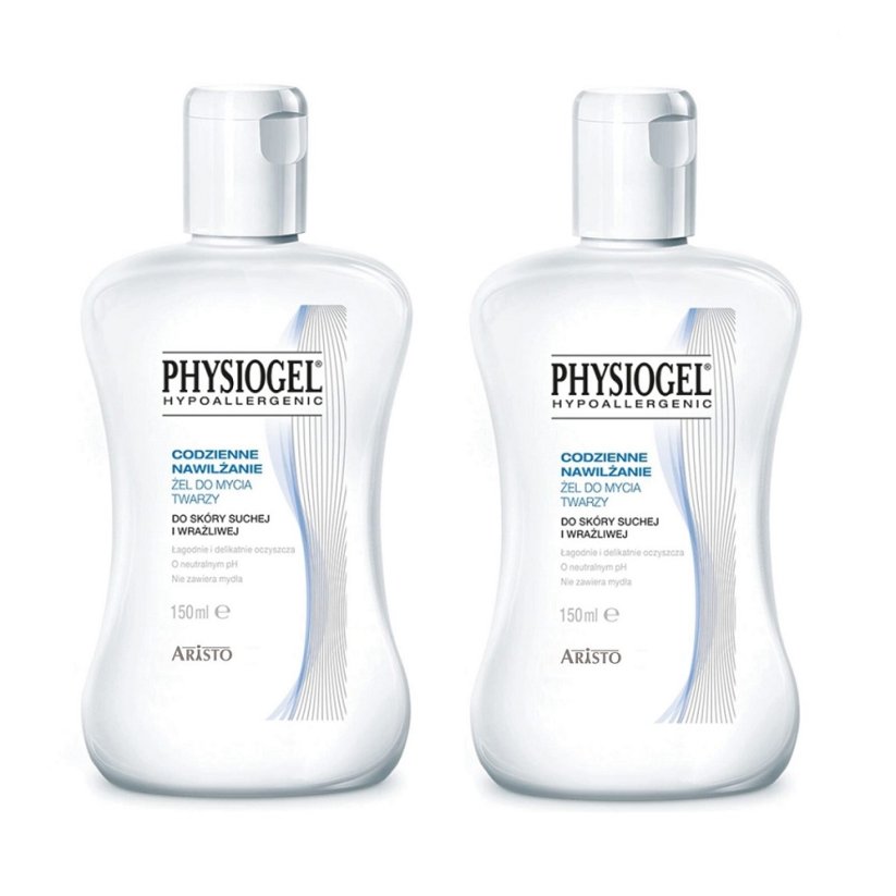 Physiogel, denní hydratační mycí gel na obličej pro suchou a citlivou pleť 2x150ml