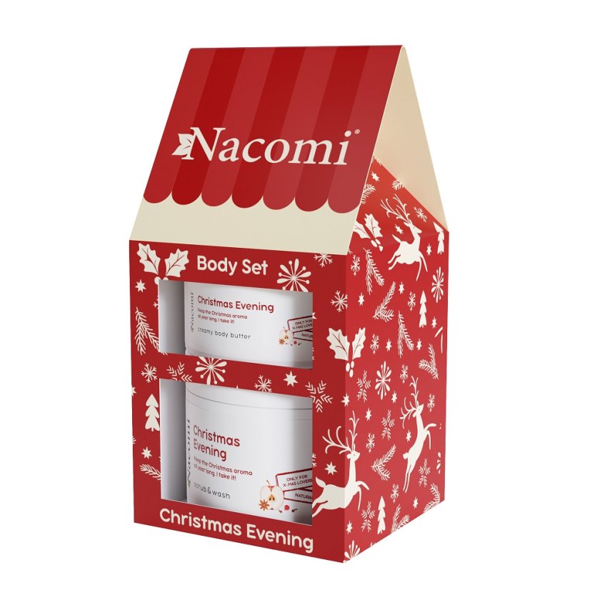 Nacomi, Vianočná večerná sada telové maslo 100ml + telový peeling 180ml