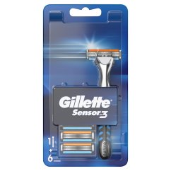 Gillette, Sensor 3 holiaci strojček + náhradné čepieľky 6ks