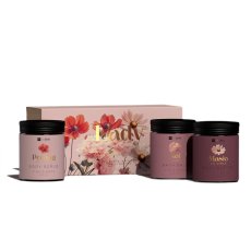 HiSkin, Súprava soli do kúpeľa Lady Flowers 200ml + telový peeling 200ml + telové maslo 200ml