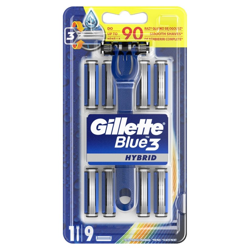 Gillette, Blue 3 Hybridný holiaci strojček + 9 náhradných kaziet