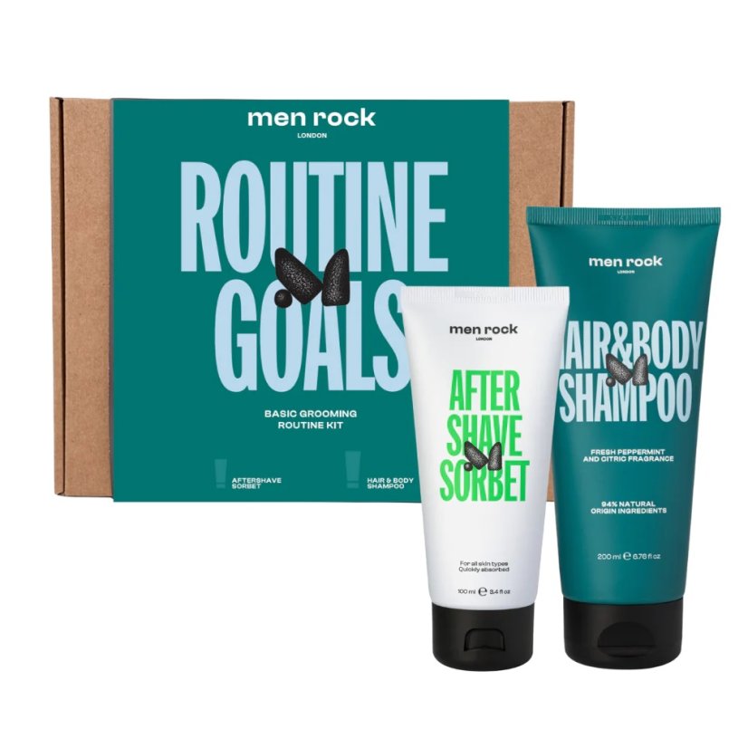 MenRock, Routine Goals sada sorbetu po holení 100 ml + šampon a tělové mléko 200 ml