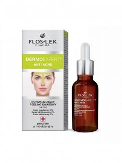 Floslek, Dermo Expert Anti Acne normalizujúci nočný kyslý peeling 30ml