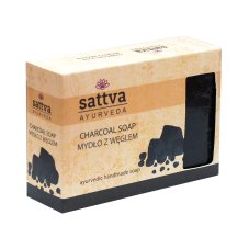 Sattva Charcoal Tělové mýdlo Indické glycerinové mýdlo s aktivním uhlím 125 g