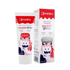 Nordics, Natural Kids Toothpaste pasta do zębów dla dzieci bez fluoru Strawberry Splash 50ml