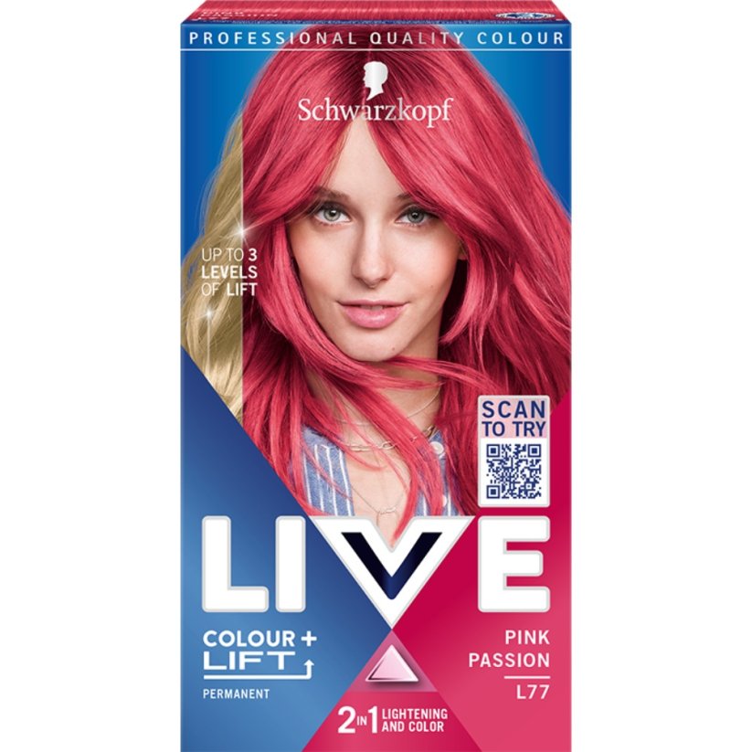 Schwarzkopf, Live Colour + Lift zosvetľujúca a farbiaca farba na vlasy L77 Pink Passion