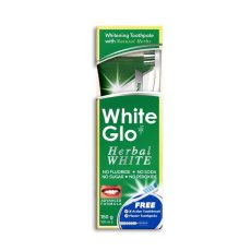 White Glo, Herbal White Toothpaste wybielająca ziołowa pasta do zębów 100ml + szczoteczka do zębów