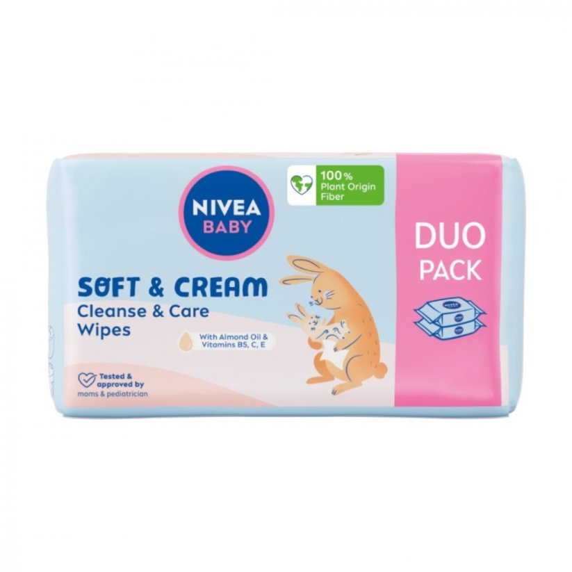 Nivea, Baby Soft & Cream chusteczki biodegradowalne 2x57szt