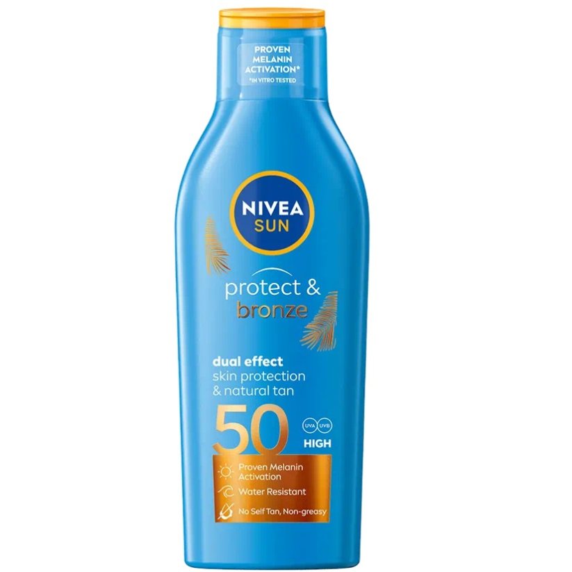 Nivea, Prírodné opaľovacie mlieko Sun Protect & Bronze SPF50 200ml