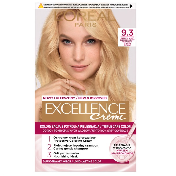 L'Oréal Paris, Excellence Creme farba na vlasy 9.3 Veľmi svetlá zlatá blond