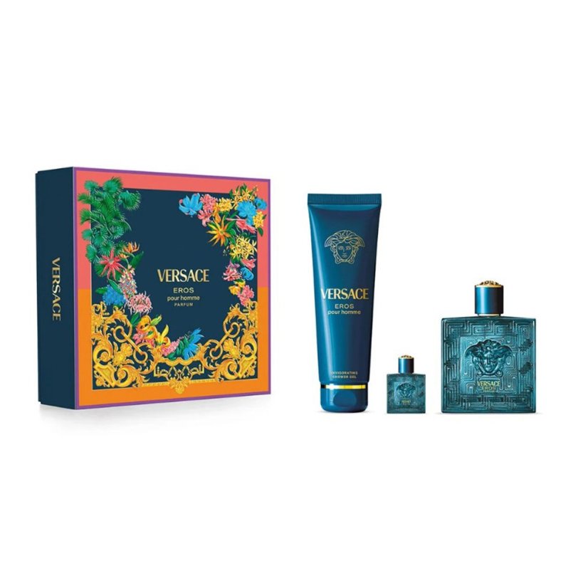 Versace Eros Parfum Eros Pour Homme – sada: parfémový sprej 100 ml + sprchový gel 150 ml + parfém 5 ml
