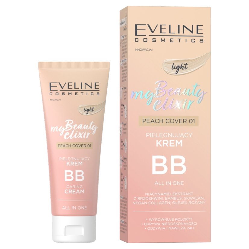 Eveline Cosmetics, My Beauty Elixir pielęgnujący krem BB all in one 01 Peach Cover Light 30ml