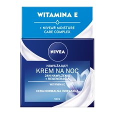 Nivea, 24H Hydration + Regeneration Hydratačný nočný krém pre normálnu až zmiešanú pleť 50ml