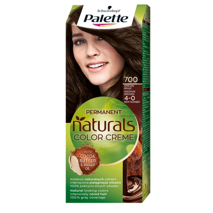 Palette, Permanent Naturals Color Creme farba do włosów trwale koloryzująca 700/ 4-0 Średni Brąz