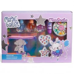 Martinelia, Magic Ballet zestaw lakier do paznokci 3szt + błyszczyk do ust 1szt + naklejki do paznokci + kosmetyczka
